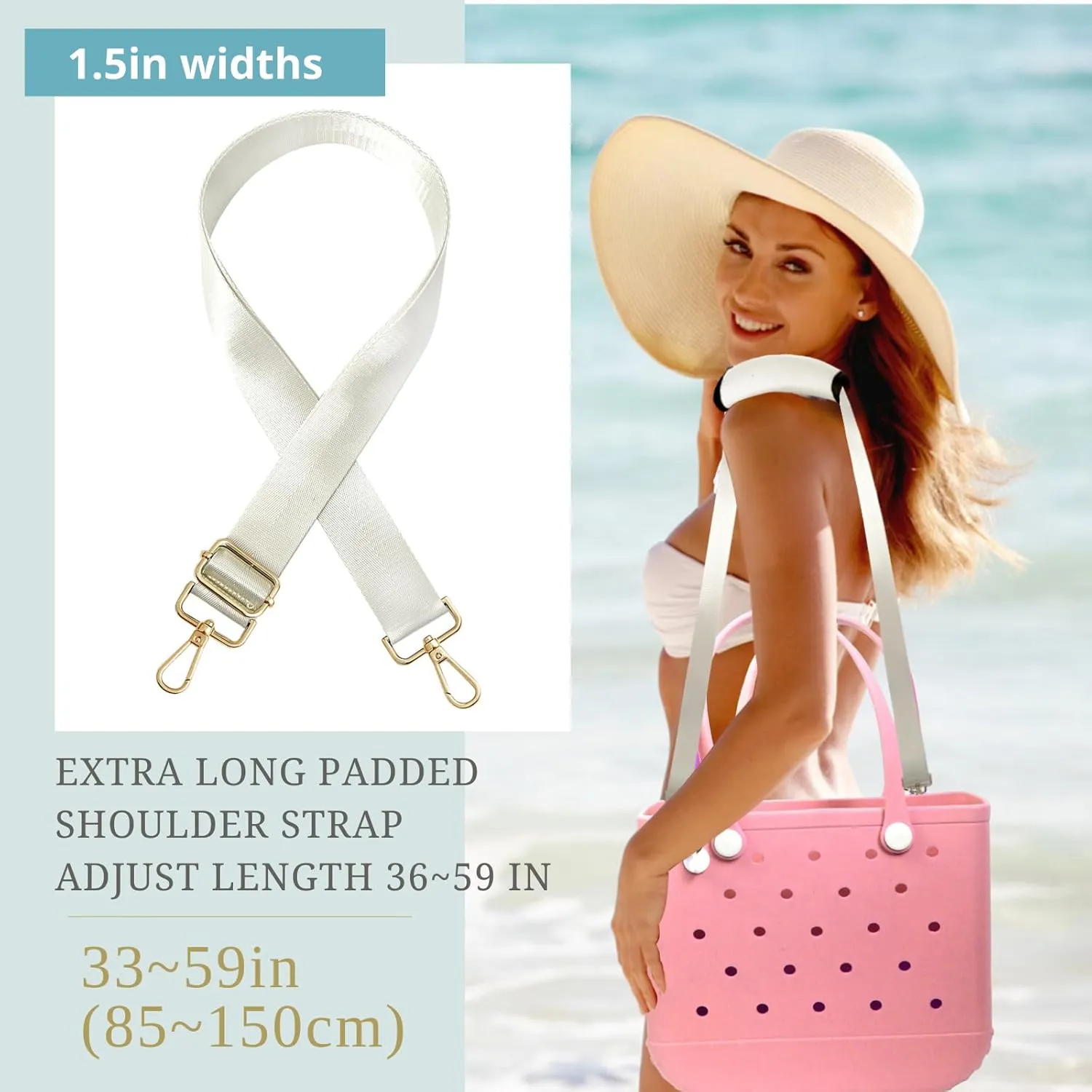 Strap Wrap for Bogg Bag Accessories, Adjustable Crossbody Shoulder Strap Wrap with Detachable Pad, For XL Medium Bog Bag