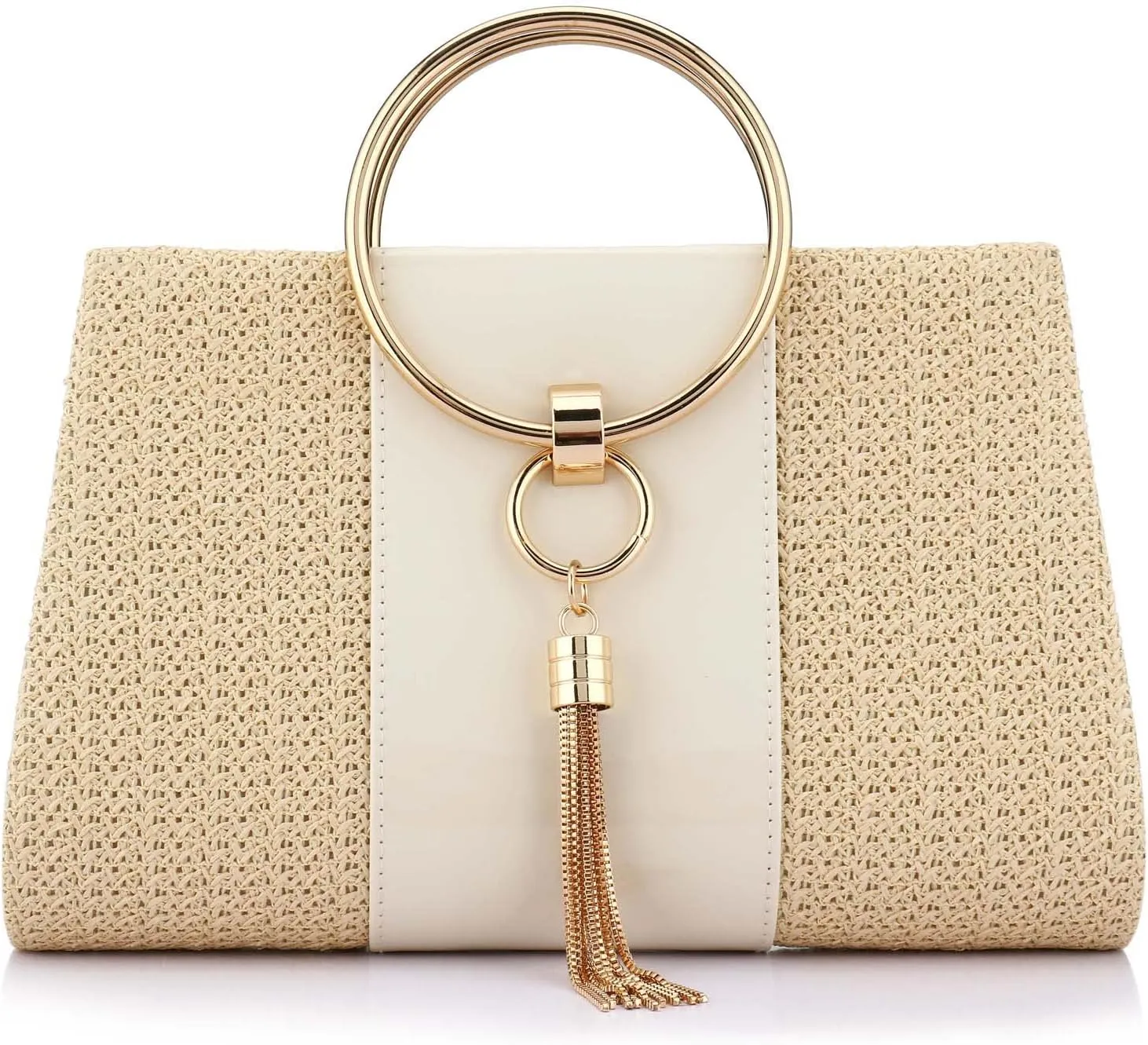 Straw Handbag Evening Bag Clutch Purses for Women, Fashion Summer Beach Tote Tassels Straw Clutch