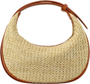 Straw Purse Summer Straw Crossbody Bags Raffia Rattan Beach Bag Shoulder Underarm Bag with Adjustable Straps