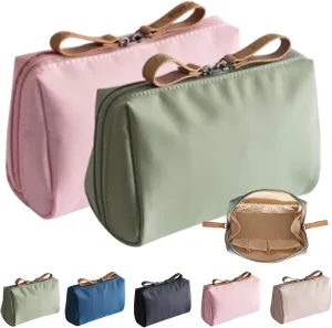 Strealinem Streamline Travel Makeup Pouch for Women, Portable Mini Multifunctional Solid Color Waterproof Makeup Bag, Simple Stylish Large Capacity Cosmetic Pouch Portable Clutch (2PCS-A)