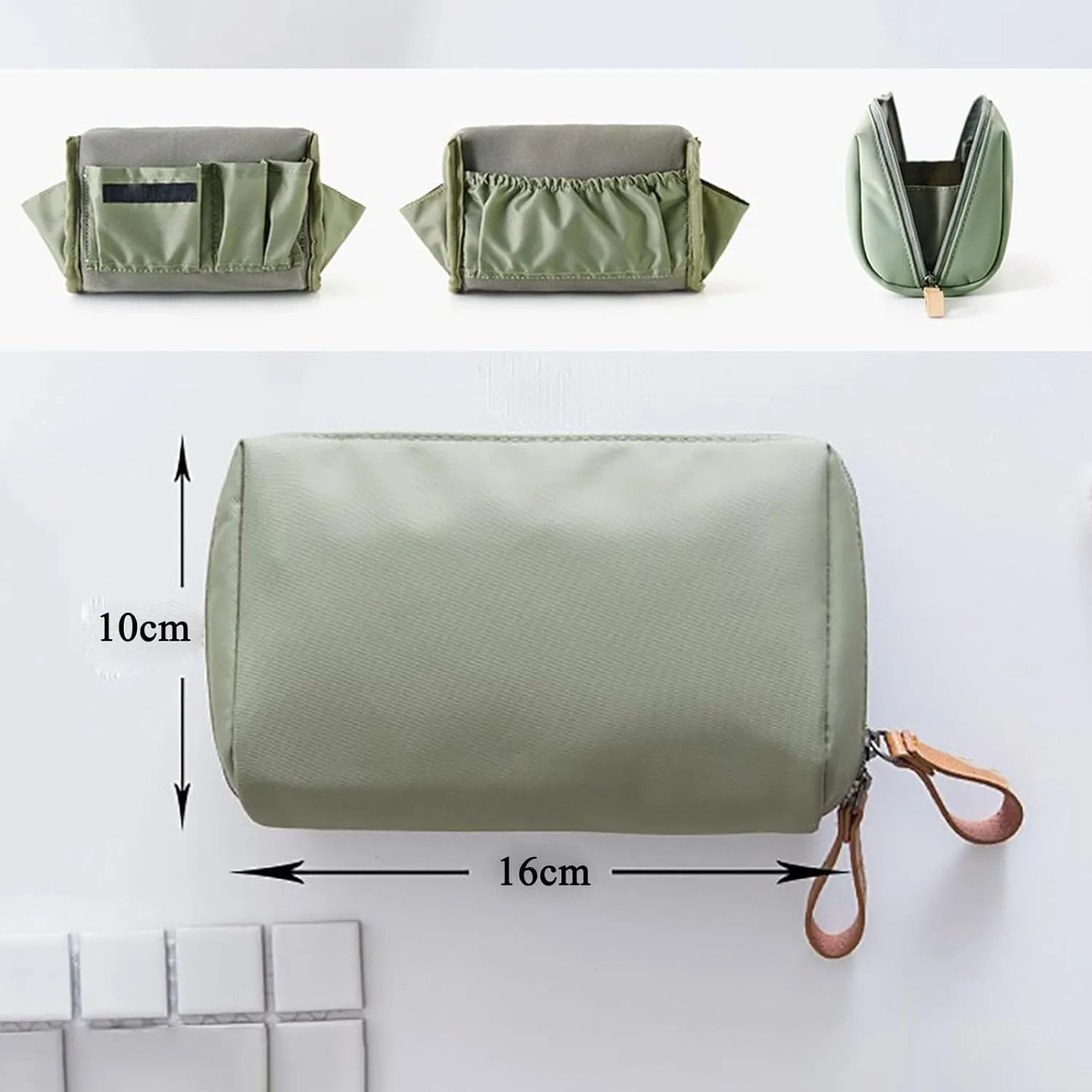 Strealinem Streamline Travel Makeup Pouch for Women, Portable Mini Multifunctional Solid Color Waterproof Makeup Bag, Simple Stylish Large Capacity Cosmetic Pouch Portable Clutch (2PCS-A)