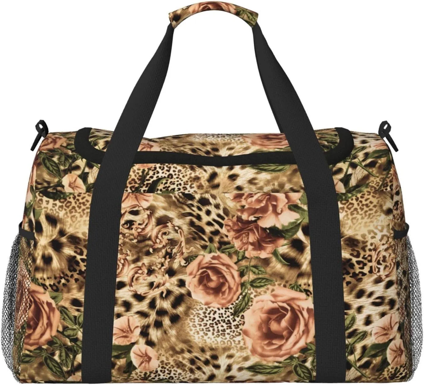 Striped Leopard print Personal Item Bag Carry on Bag Underseat Travel Duffel Bags Gym Carry On Sports Bags