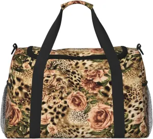 Striped Leopard print Personal Item Bag Carry on Bag Underseat Travel Duffel Bags Gym Carry On Sports Bags