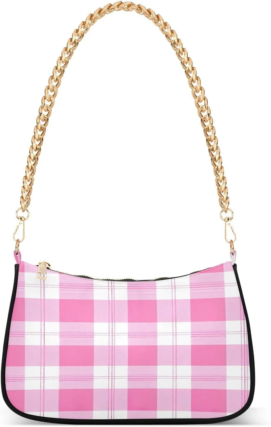 Striped Plaid Women's Tote Chain Shoulder Bag, Classic Wedding Party Wallet, Handbag