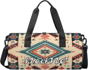 Striped Retro Pattern Custom Duffel Bags Weekender Bags Custom Sport Duffel Bag Carry on Overnight Weekender Bag
