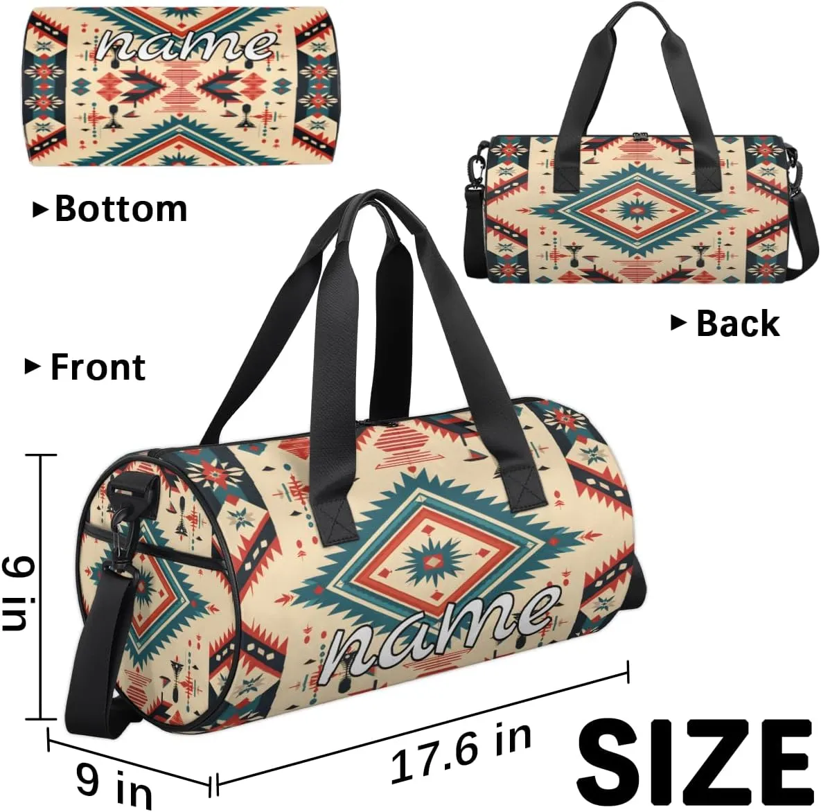 Striped Retro Pattern Custom Duffel Bags Weekender Bags Custom Sport Duffel Bag Carry on Overnight Weekender Bag
