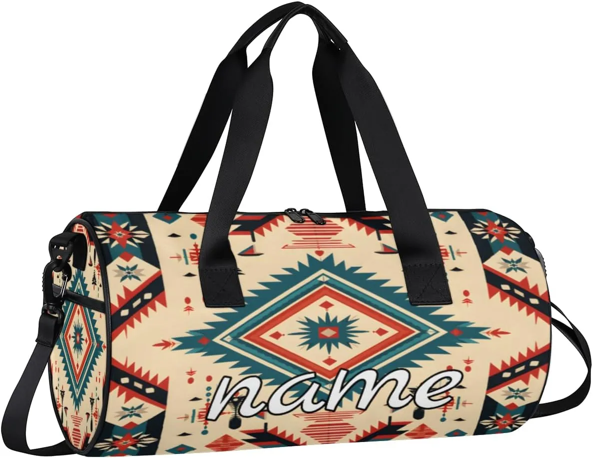 Striped Retro Pattern Custom Duffel Bags Weekender Bags Custom Sport Duffel Bag Carry on Overnight Weekender Bag