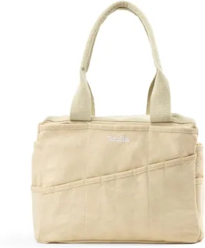 Studio Art Supply Storage Organizer & Pottery Tool Tote, Washable Craft Knitting Yarn & Crochet Project Bag, 30 Pockets, 15  Canvas Colors, Adult Artist Boho Beige Bag