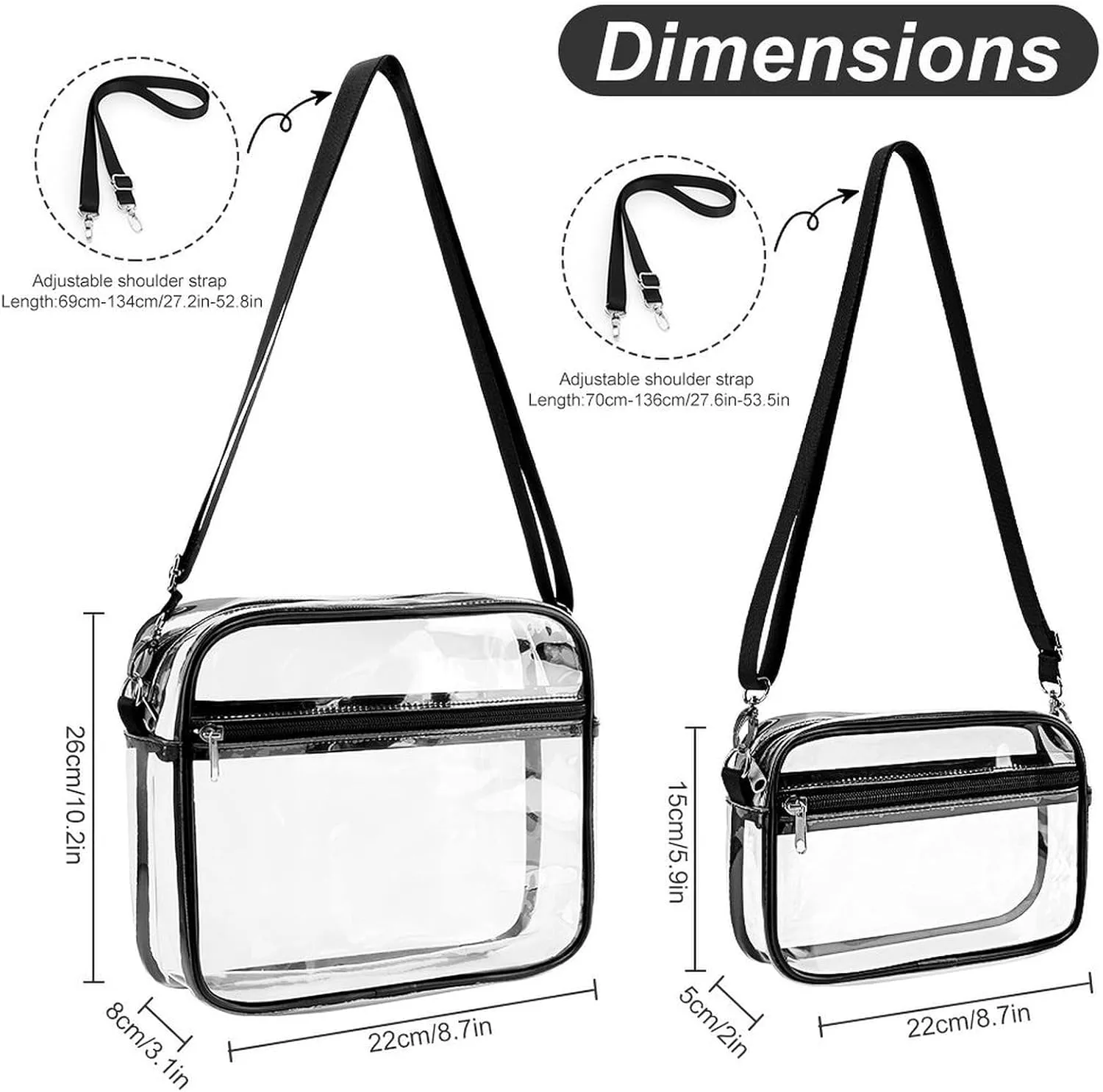 Stylish Clear Crossbody Bag - PVC Transparent Messenger Bag with Adjustable Strap for Work, Travel and Daily Use