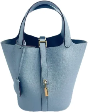 Stylish Leather Bucket Handbag for Women - Trendy Plain Color with Secure Lock Design, Fashionable Shoulder Bag