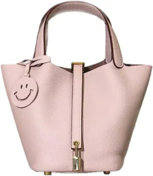 Stylish Leather Bucket Handbag for Women - Trendy Plain Color with Secure Lock Design, Fashionable Shoulder Bag