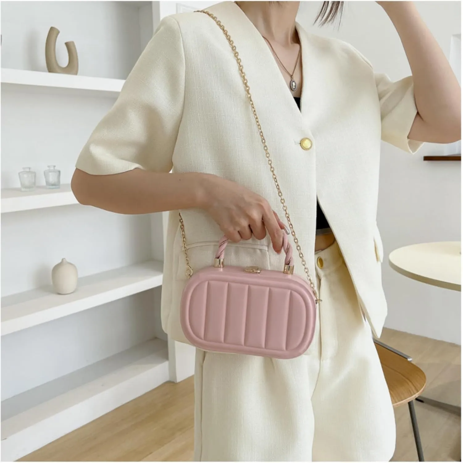 Stylish Minimalist Box Bag - Chain Shoulder & Crossbody Purse,Large Capacity & Quality Hardware,Gift for Christmas