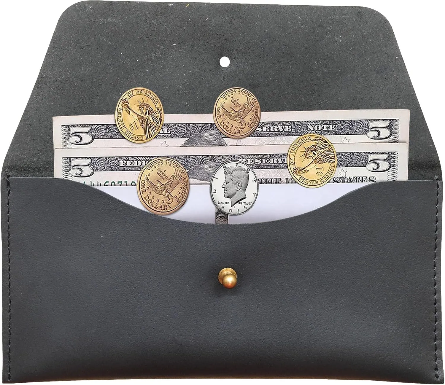 Succor Genuine Leather Cash Envelopes Wallet For Men, Money Bag Pouch, Reusable Budget Envelope, Retro Clutch Wallet, For Men and Women, Black
