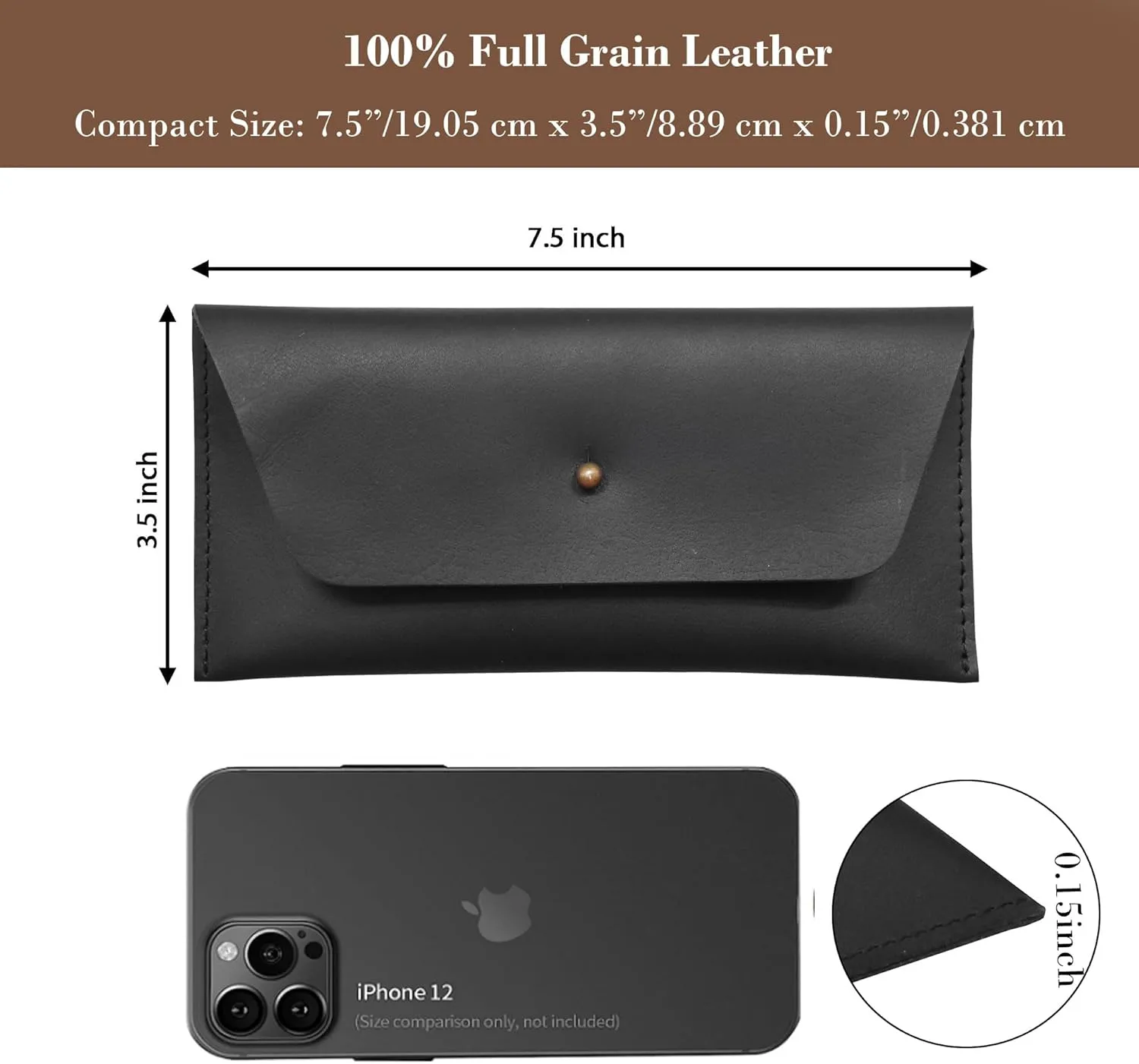 Succor Genuine Leather Cash Envelopes Wallet For Men, Money Bag Pouch, Reusable Budget Envelope, Retro Clutch Wallet, For Men and Women, Black