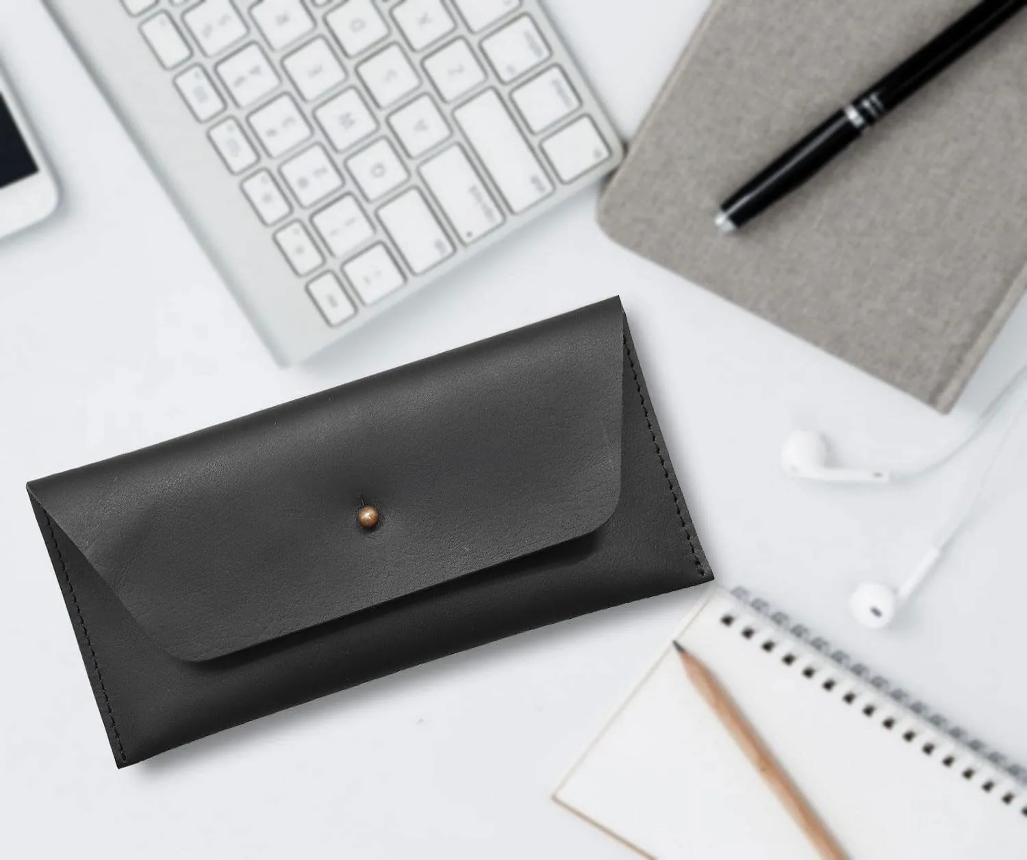 Succor Genuine Leather Cash Envelopes Wallet For Men, Money Bag Pouch, Reusable Budget Envelope, Retro Clutch Wallet, For Men and Women, Black