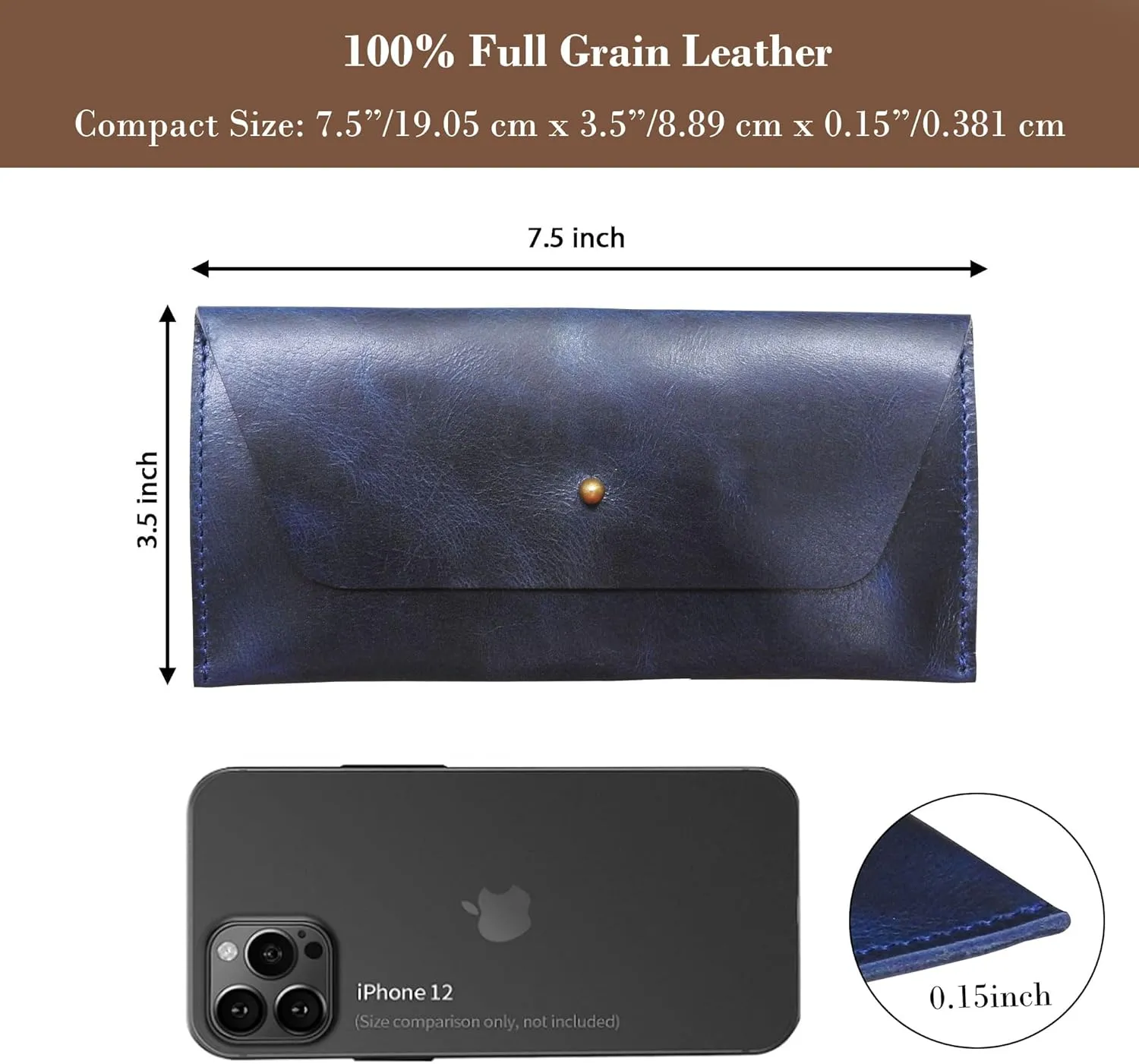 Succor Genuine Leather Cash Envelopes Wallet For Men, Money Bag Pouch, Reusable Budget Envelope, Retro Clutch Wallet, For Men and Women, Blue