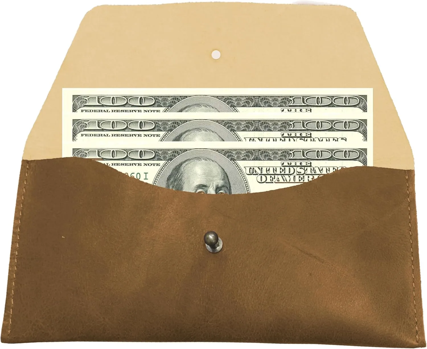 Succor Genuine Leather Money Cash Envelopes-Pencil Pouch-Money Holder-Budget Envelope-Minimalist Design-Retro Clutch-Cash Utility-For Men and Women-(Hunter Brown)