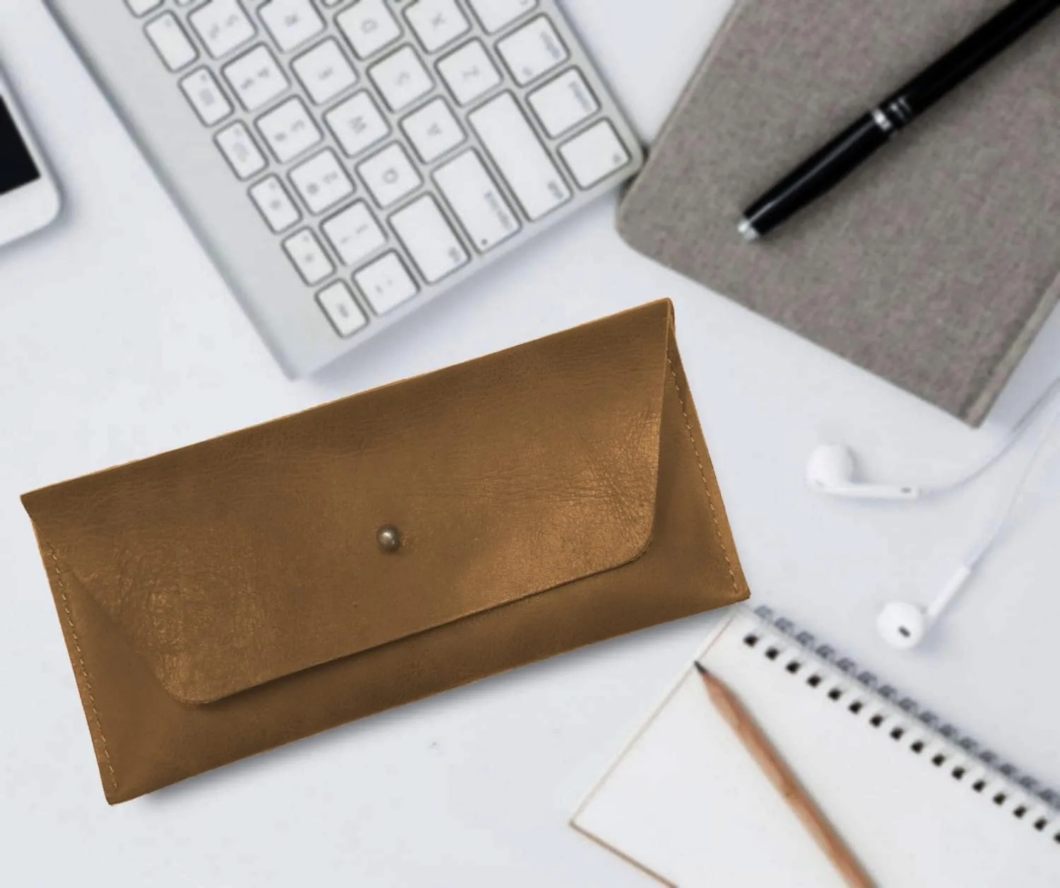 Succor Genuine Leather Money Cash Envelopes-Pencil Pouch-Money Holder-Budget Envelope-Minimalist Design-Retro Clutch-Cash Utility-For Men and Women-(Hunter Brown)