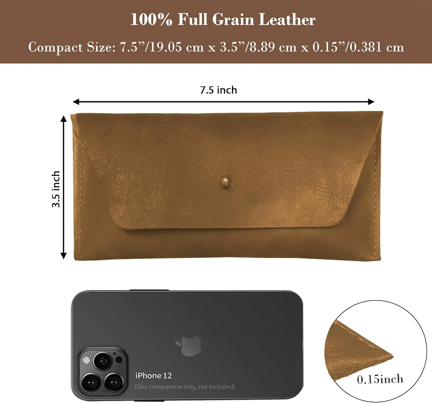 Succor Genuine Leather Money Cash Envelopes-Pencil Pouch-Money Holder-Budget Envelope-Minimalist Design-Retro Clutch-Cash Utility-For Men and Women-(Hunter Brown)