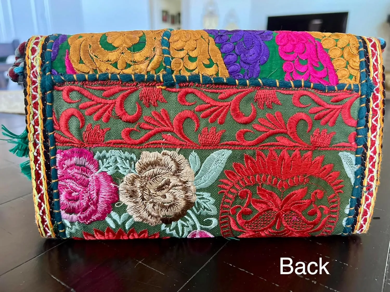summer beach clutch bag sea shells cruise purse spring embroidered envelope bag retro vintage restored fabric sling bag coastal boho bohemian fashion holiday vacation crossbody wallet (Dark green)