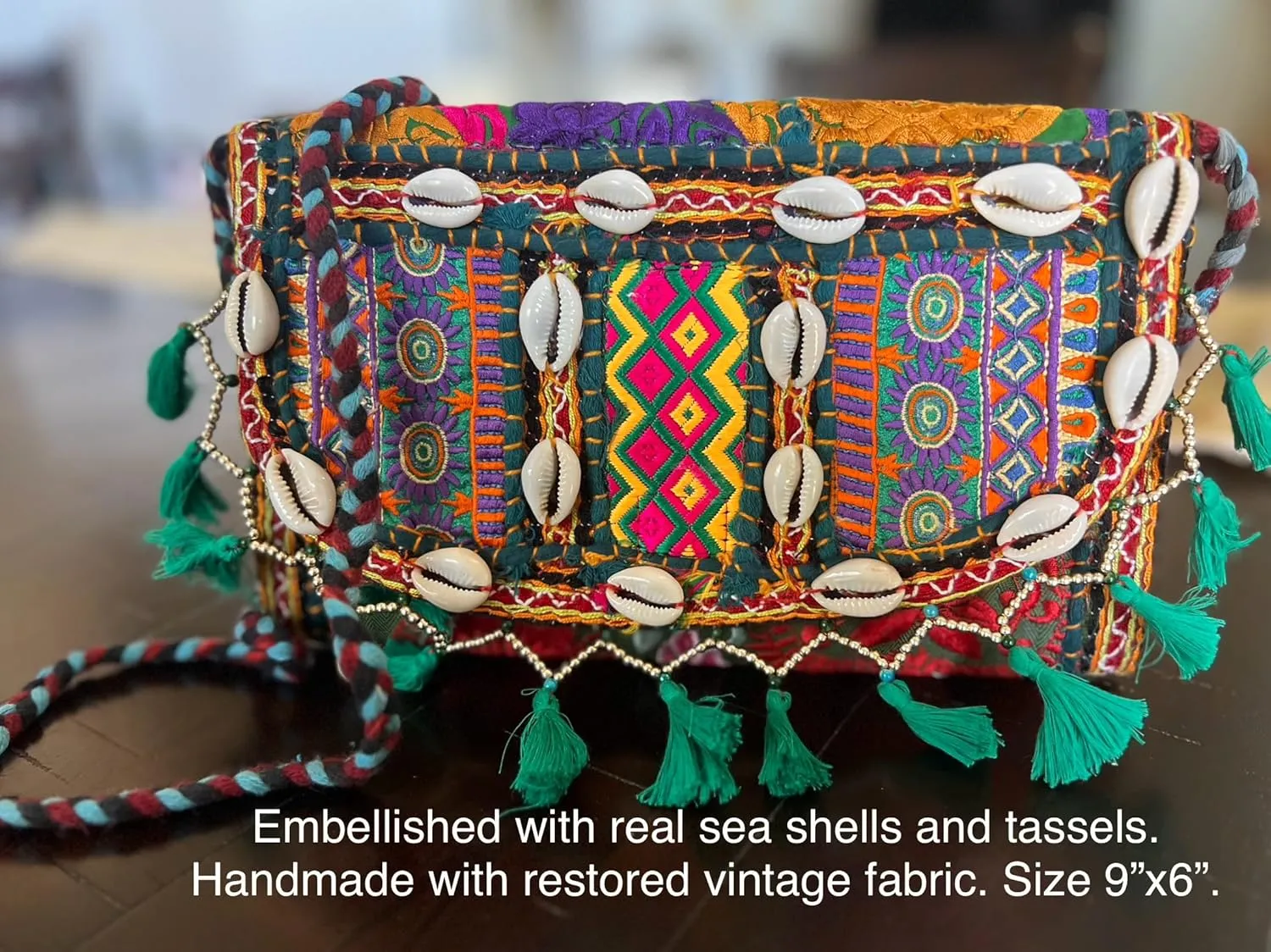 summer beach clutch bag sea shells cruise purse spring embroidered envelope bag retro vintage restored fabric sling bag coastal boho bohemian fashion holiday vacation crossbody wallet (Dark green)