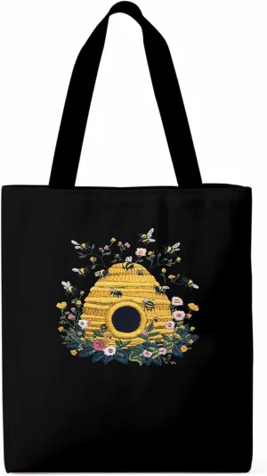 Summer Bee Butterfly Canvas Tote Bag, Aesthetic Canvas Tote Handbags for Women Shoulder Bag