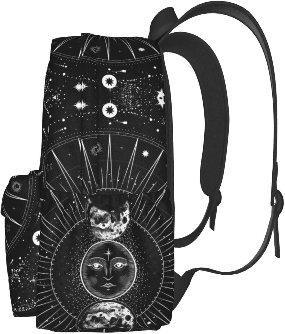 Sun And Moon Black And White Stylish Backpack With Adjustable Padded Shoulder Straps Daypacks For Girls College Travel