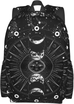 Sun And Moon Black And White Stylish Backpack With Adjustable Padded Shoulder Straps Daypacks For Girls College Travel
