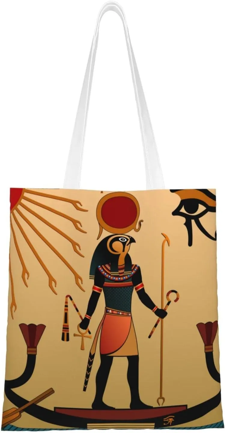 Sun Old Egyptian Timeless Grace Print Canvas Tote Bag Reusable Grocery Shopping Bags Shoulder Bag Book Tote Gifts