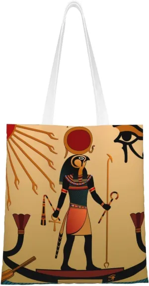 Sun Old Egyptian Timeless Grace Print Canvas Tote Bag Reusable Grocery Shopping Bags Shoulder Bag Book Tote Gifts