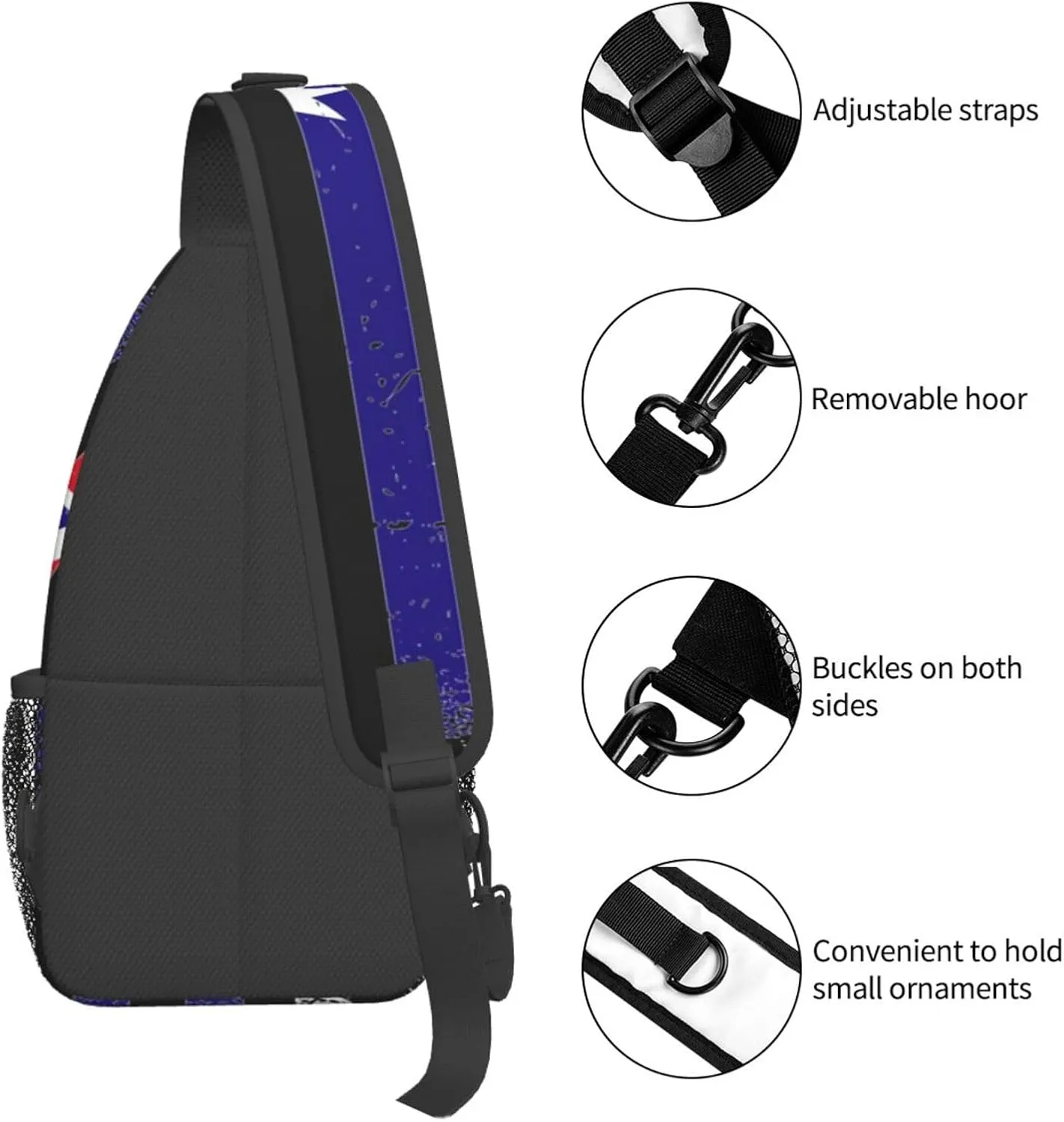 Sunflower American Flag Sling Bag Adjustable Chest Bags Casual Crossbody Bag Travel Shoulder Backpack