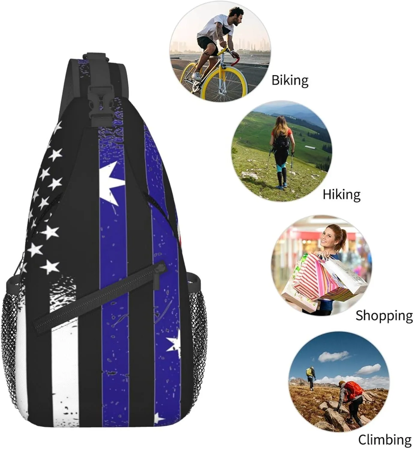 Sunflower American Flag Sling Bag Adjustable Chest Bags Casual Crossbody Bag Travel Shoulder Backpack
