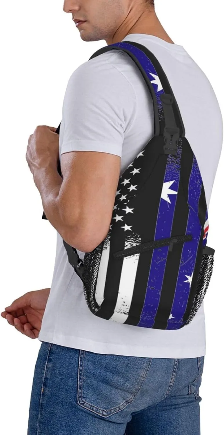 Sunflower American Flag Sling Bag Adjustable Chest Bags Casual Crossbody Bag Travel Shoulder Backpack