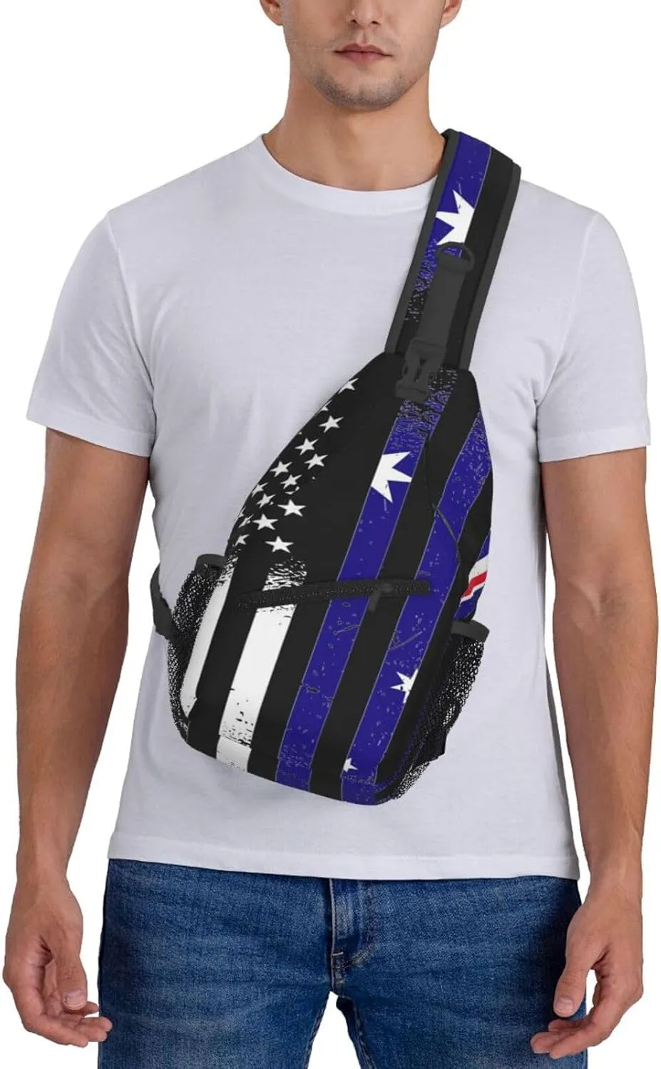 Sunflower American Flag Sling Bag Adjustable Chest Bags Casual Crossbody Bag Travel Shoulder Backpack