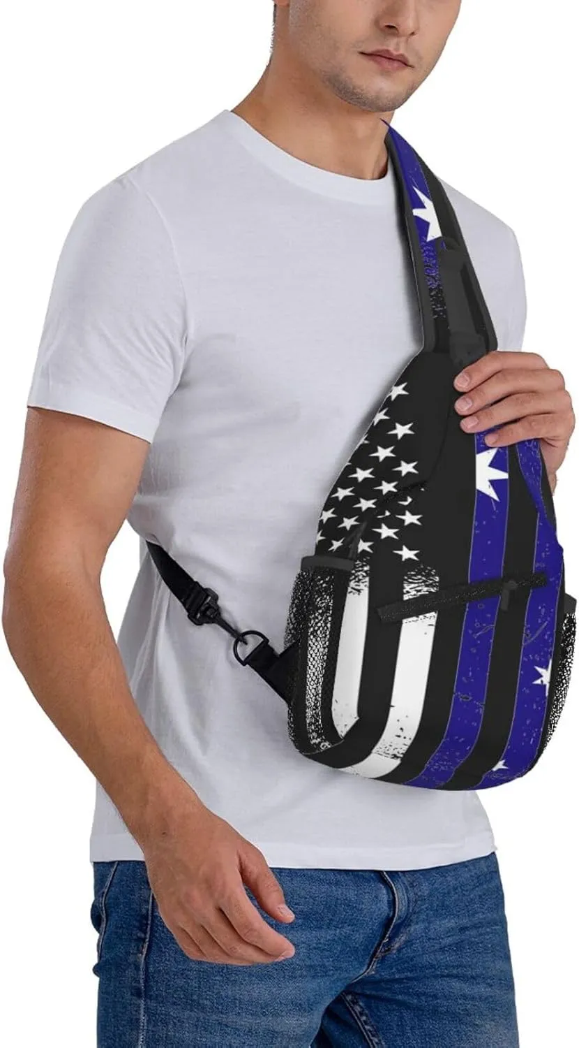 Sunflower American Flag Sling Bag Adjustable Chest Bags Casual Crossbody Bag Travel Shoulder Backpack