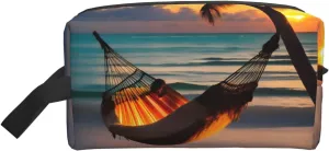 Sunset beach hammock Storage Bags - Travel Toiletry and Makeup Bags, Unisex, Daily Use, Small Items Storage