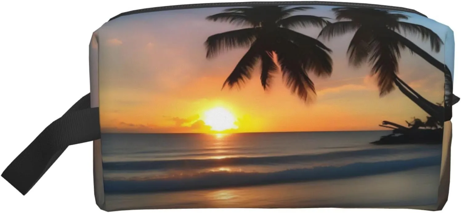 Sunset beach Storage Bags - Travel Toiletry and Makeup Bags, Unisex, Daily Use, Small Items Storage