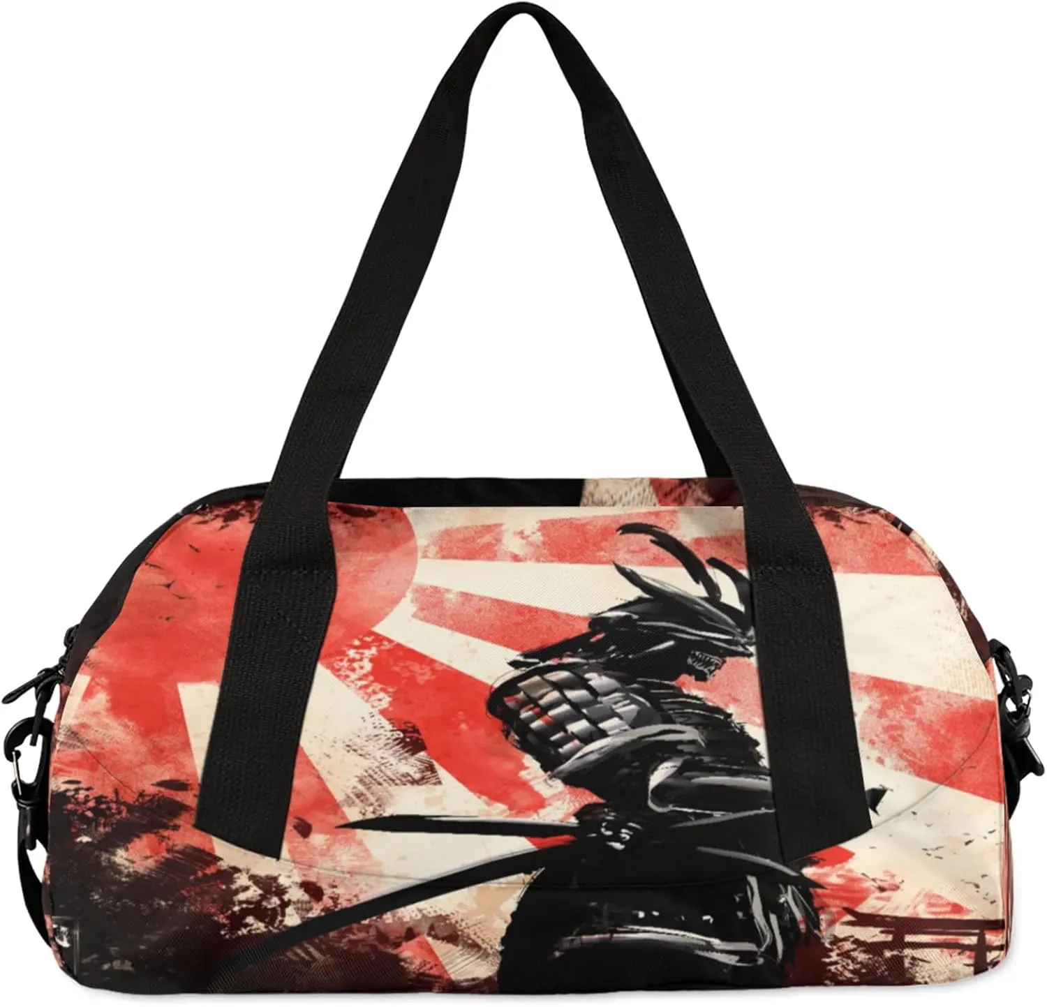 Sunset Samurai Katana Kids Duffel Bag Lightweight Waterproof Sports Gym Bag with Front Zipper Pocket Foldable Weekender Overnight Bag for School Practice Gymnastic Ballet