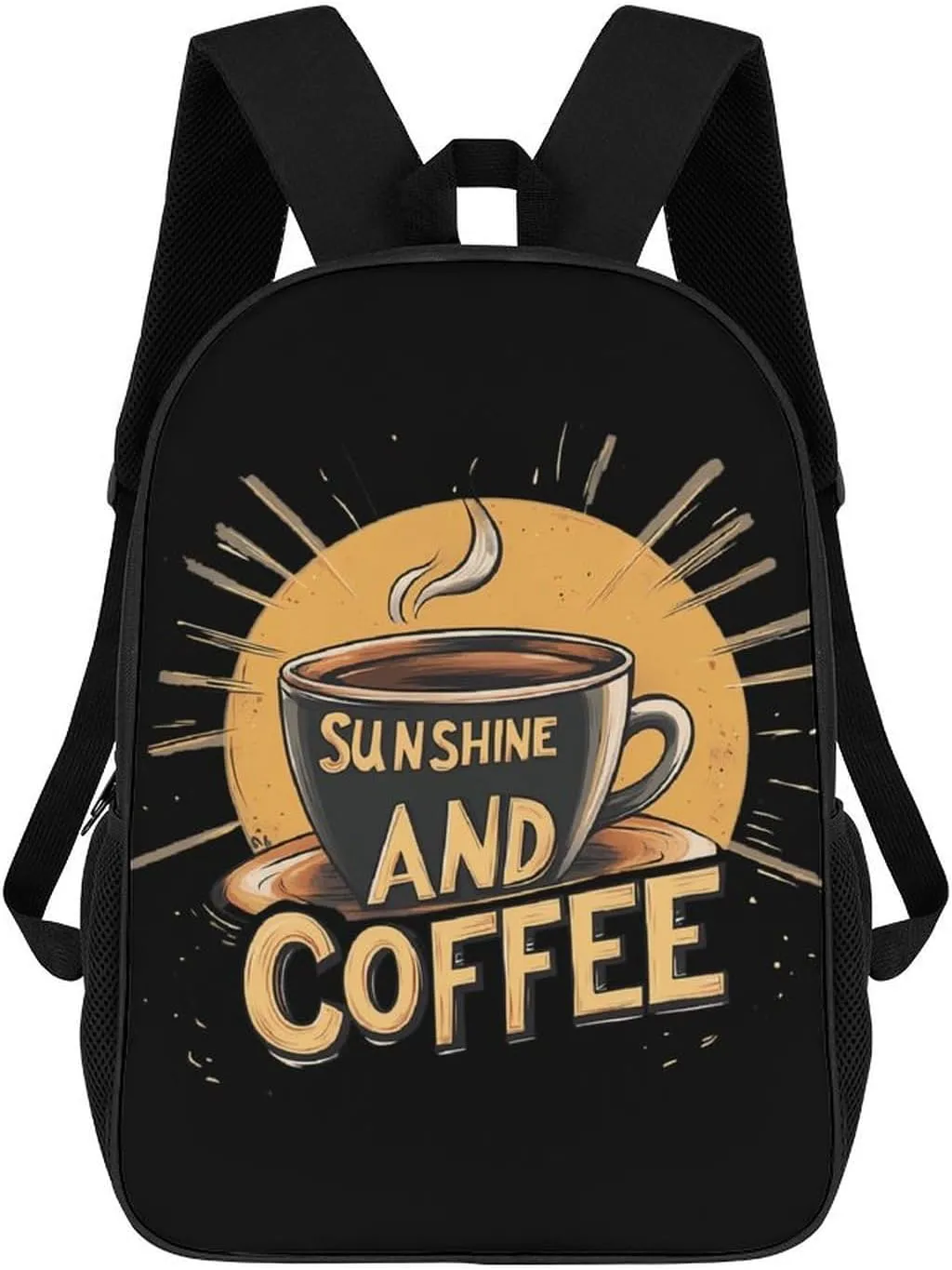 SUNSHINE AND COFFEE 17 Inch Shoulder Backpack Fashion Laptop Bag Travel Daypack for Camping Hiking