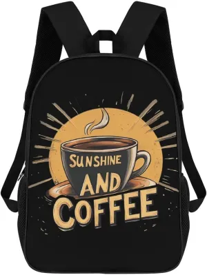 SUNSHINE AND COFFEE 17 Inch Shoulder Backpack Fashion Laptop Bag Travel Daypack for Camping Hiking