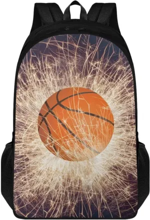 Suobstales Basketball Lighting Pattern Schoolbag Boys Girls Children School Book Bag with Adjustable Straps, Kids Backpacks Daypack with Two Compartment for Elementary Junior Teen Student