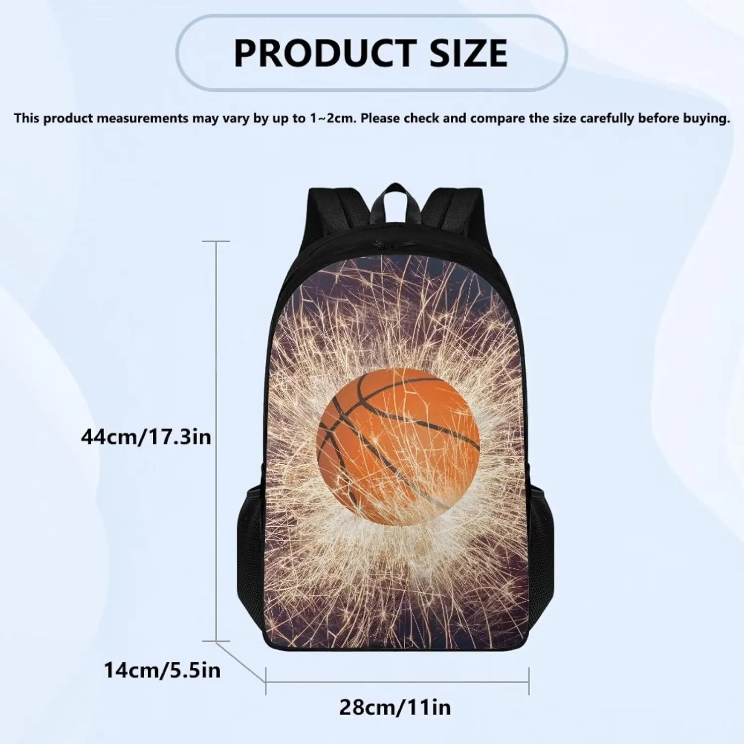 Suobstales Basketball Lighting Pattern Schoolbag Boys Girls Children School Book Bag with Adjustable Straps, Kids Backpacks Daypack with Two Compartment for Elementary Junior Teen Student