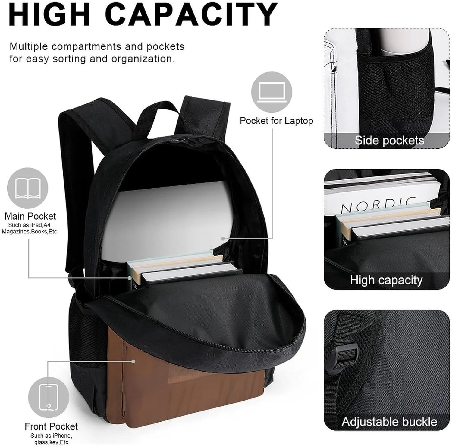 Supdreamc Shoulder Book Bags Sets, Rucksacks   Lunch Bag   Pencil Case for Camping Picnic Cycling, Elk Art Camping Outdoor Backpack for Men & Women