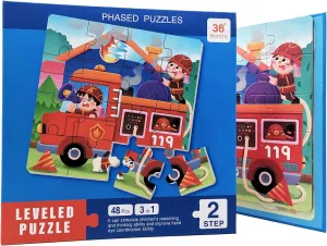 supuzz® Magnetic Puzzle Book for Kids 3  | 3-in-1 Educational Travel Toy with Age-Guided Reference Images | Waterproof, Portable & Montessori-Approved Learning Games (Fire-Fighting)