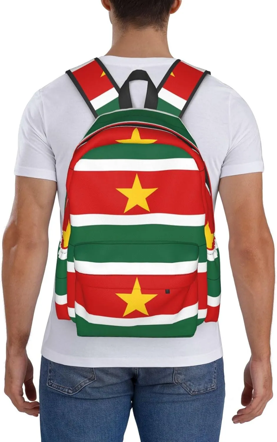 Suriname Surinamese Flag Casual Backpack Large Capacity Travel Backpacks Laptop Daypack Commuter Rucksack Adjustable Strap Sports Bags for Hiking Biking