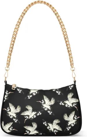 susiyo Shoulder Bag for Women Crane Small Shoulder Purse Bags Cute Hobo Tote Handbag Mini Clutch Purse