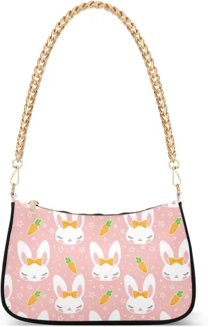 susiyo Shoulder Bag for Women Cute Rabbits Carrots Small Shoulder Purse Bags Cute Hobo Tote Handbag Mini Clutch Purse