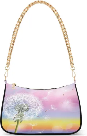 susiyo Shoulder Bag for Women Flower Beautiful Dandelion Small Shoulder Purse Bags Cute Hobo Tote Handbag Mini Clutch Purse