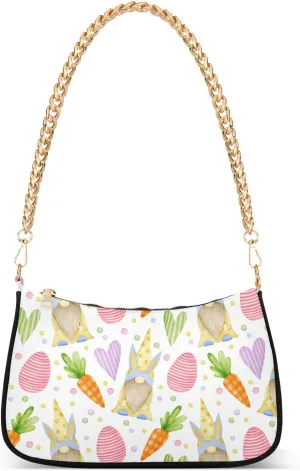 susiyo Shoulder Bag for Women Happy Easter Carrots Gnomes Small Shoulder Purse Bags Cute Hobo Tote Handbag Mini Clutch Purse