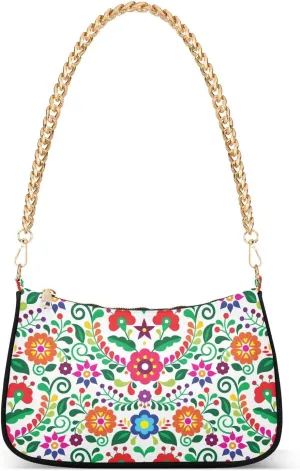 susiyo Shoulder Bag for Women Mexican Folk Flowers Small Shoulder Purse Bags Cute Hobo Tote Handbag Mini Clutch Purse